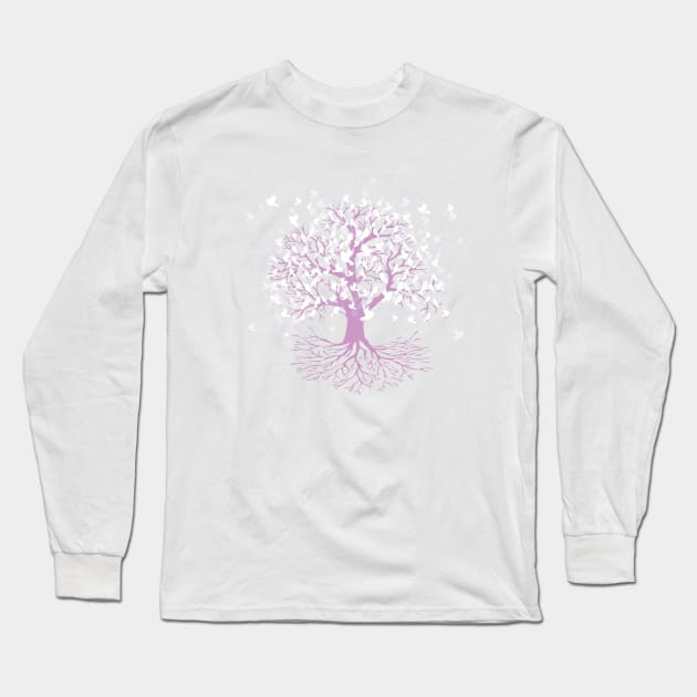 Tree of life purple bird version Long Sleeve T-Shirt by Bwiselizzy
